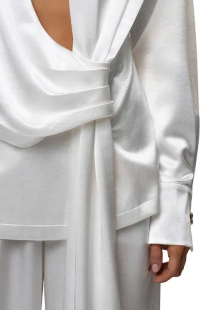 Jluxlabel Statement Satin Drape Top In White
