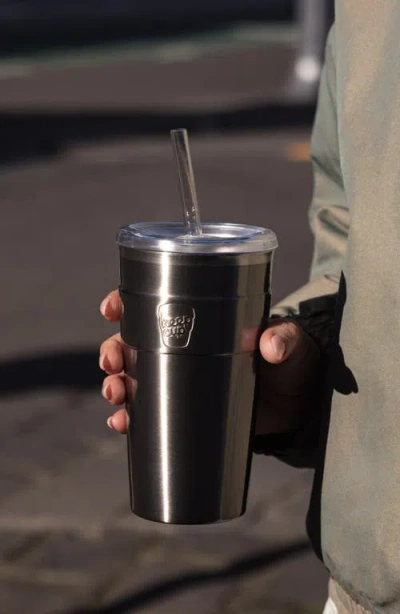 Keepcup Cold Cup Thermal With Coffee Straw In Black