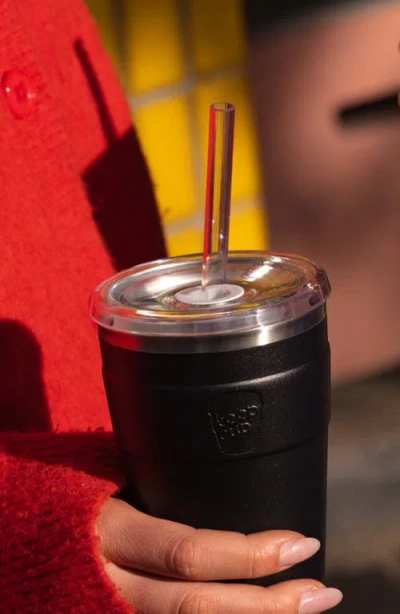 Keepcup Cold Cup Thermal With Coffee Straw In Black