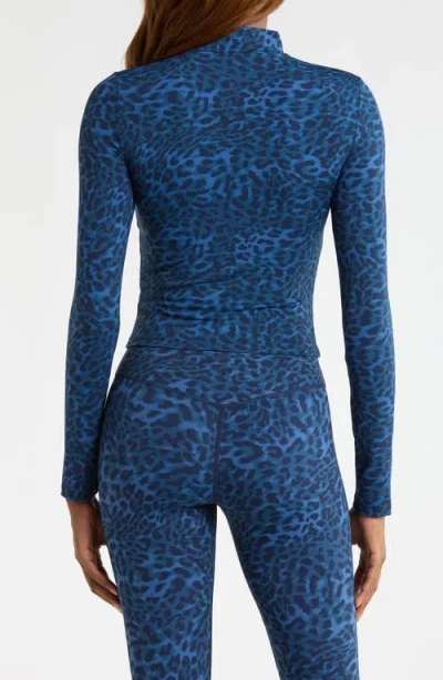 Mpg Leopard Print Long Sleeve Top In Blue