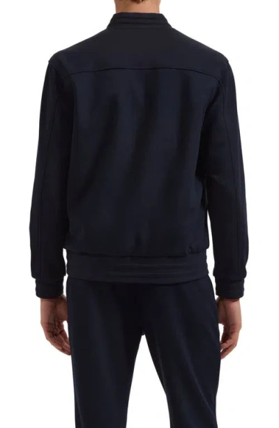 Bugatchi Soft Touch Knit Reversible Bomber Jacket In Blue