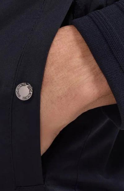 Bugatchi Soft Touch Knit Reversible Bomber Jacket In Blue