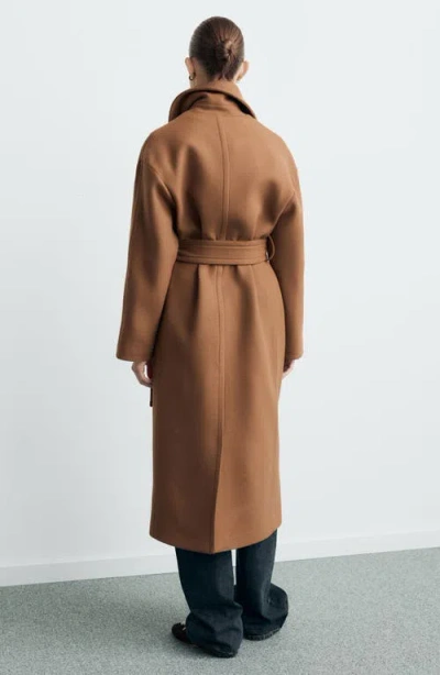 Mango Belted Wool Blend Coat In Brown