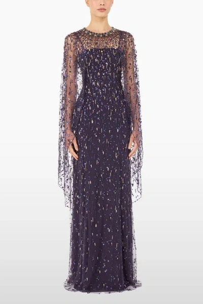 Jenny Packham Hestia Embellished Maxi Dress In Blue