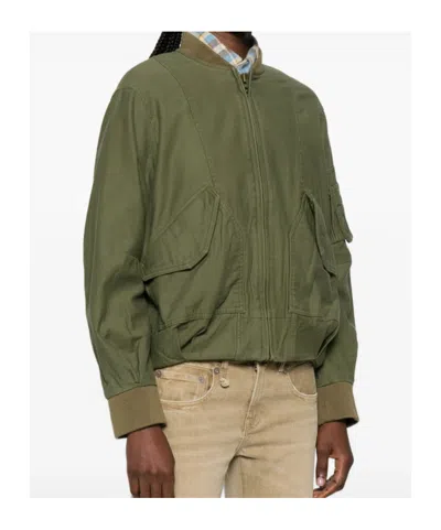 R13 Bubble Pocket Bomber Jacket In Green