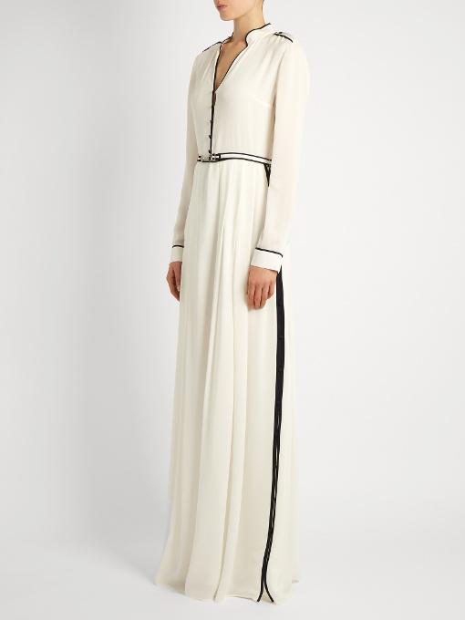 Gabriela Hearst Russel Contrast-piping Silk-georgette Gown In Ivory ...