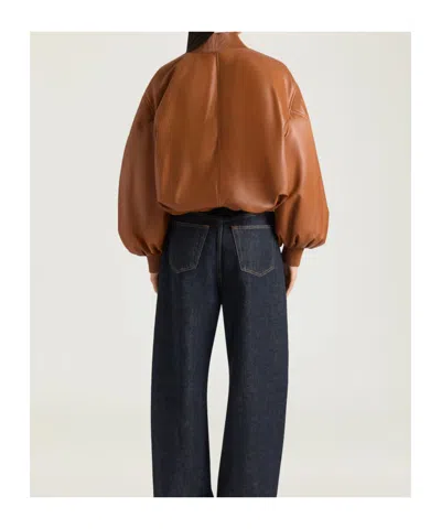 Givenchy Cropped Cocoon Bomber In Nappa Leather In Brown