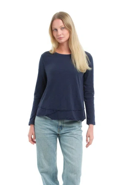 Wilt Clothing Long Sleeve Mock Layer Tee In Blue