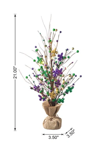 Glitzhome Mardi Gras Lighted Fleur-de-lis & Berry Table Tree In Multi