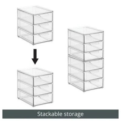 Mdesign 3-drawer Stackable Organizer In Transparent