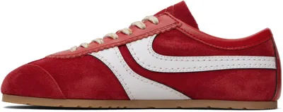 Dries Van Noten 70s Marathon Spirit Suede Low-top Sneakers In Red