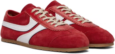 Dries Van Noten 70s Marathon Spirit Suede Low-top Sneakers In Red