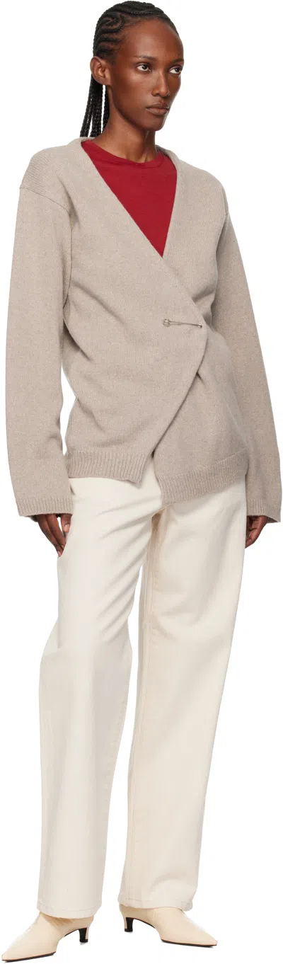 Rohe Off Shoulder Wool Cashmere Wrap Cardigan In Brown