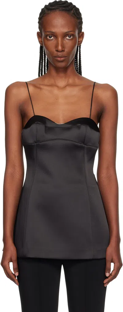 Rohe Paneled Duchesse-satin Peplum Bustier Top In Black