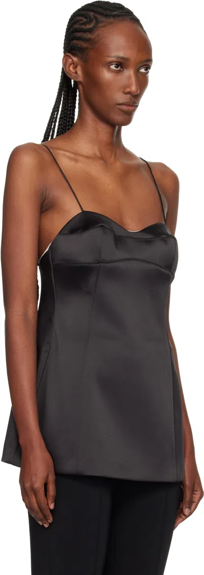 Rohe Paneled Duchesse-satin Peplum Bustier Top In Black