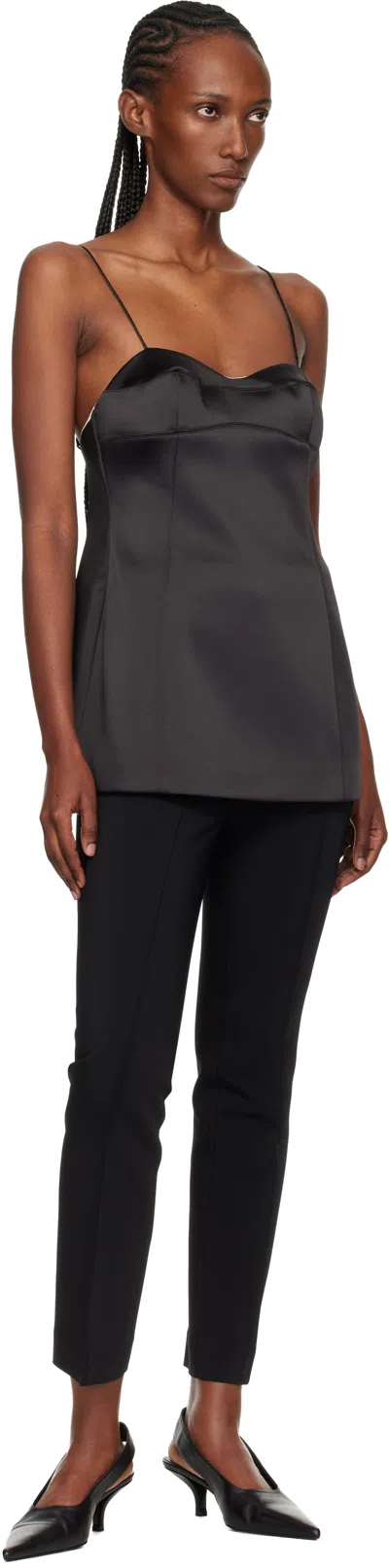 Rohe Paneled Duchesse-satin Peplum Bustier Top In Black