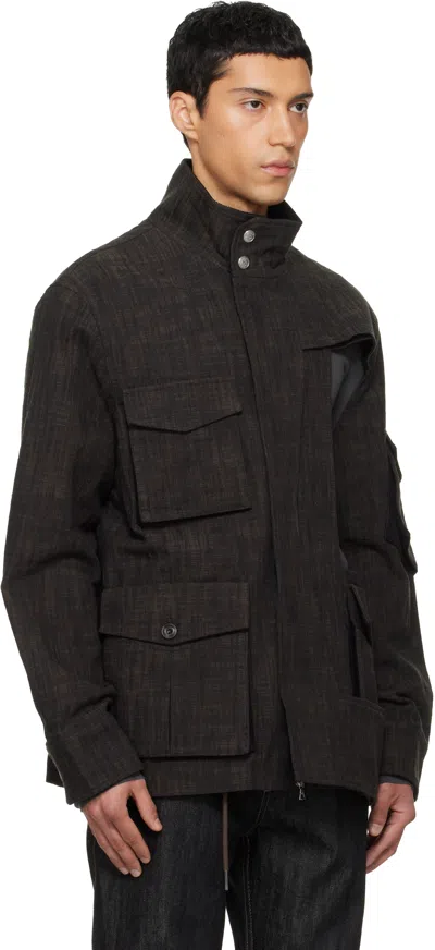Nullus Black & Brown Deconstructed Multi-form M65 Jacket In Black
