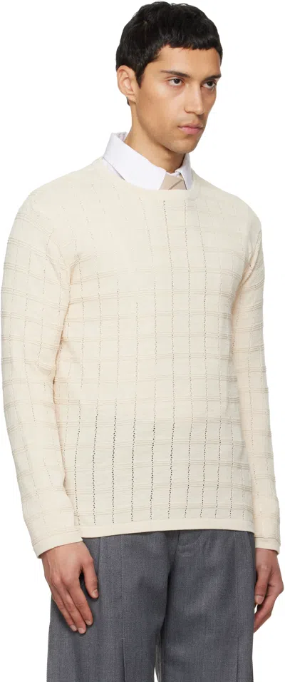 Nullus Off-white Cube Texture Knit Sweater In White