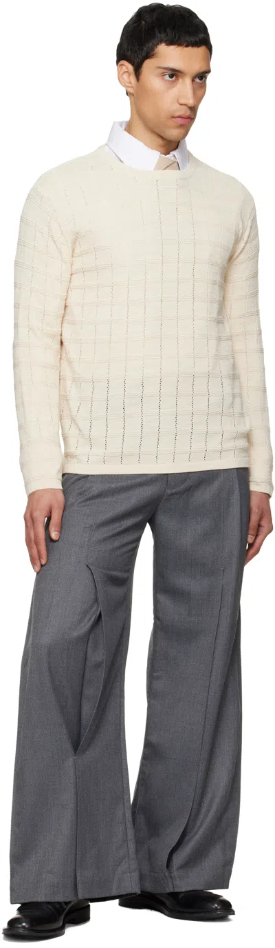 Nullus Off-white Cube Texture Knit Sweater In White