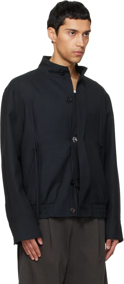 Nullus Navy Harrington Jacket In Black