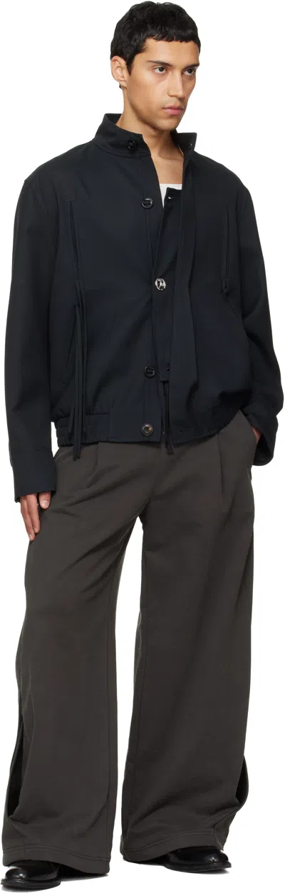 Nullus Navy Harrington Jacket In Black