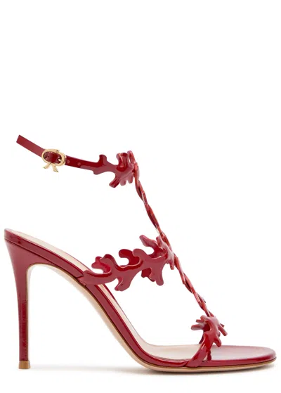 Gianvito Rossi Red Cut-out Ankle-strap Heels In Red