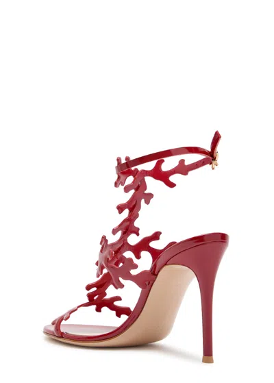 Gianvito Rossi Red Cut-out Ankle-strap Heels In Red