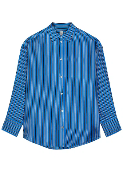 Totême Toteme Oversize Stripe Silk Button-up Shirt In Multi