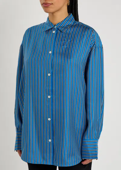 Totême Toteme Oversize Stripe Silk Button-up Shirt In Multi