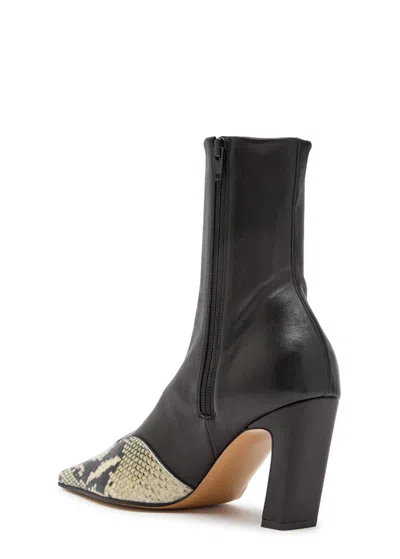 Khaite Nevada 85 Python-effect Leather Ankle Boots In Black