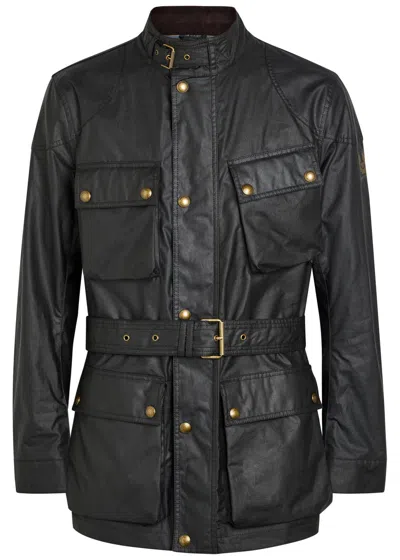 Belstaff Trialmaster Belted Waxed Cotton Jacket In Black