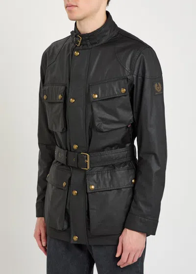 Belstaff Trialmaster Belted Waxed Cotton Jacket In Black