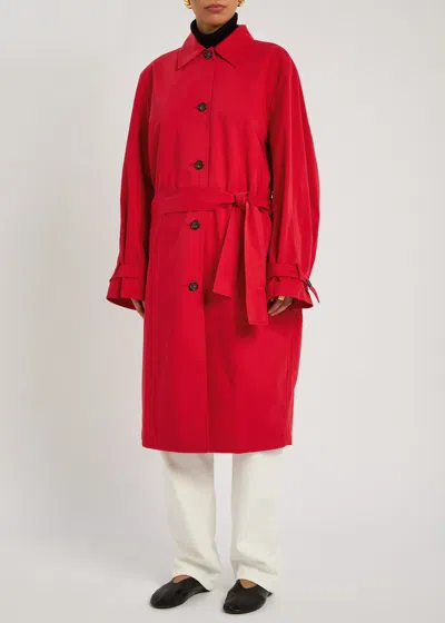 Totême Womens Poppy Light Spring Belted Cotton-poplin Trench Coat In Red