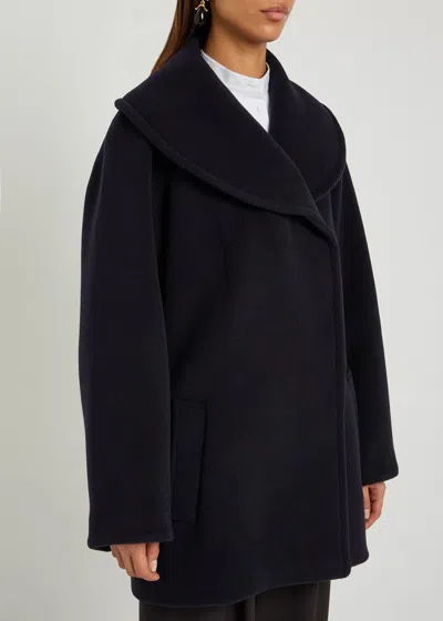 Alaïa Double-breasted Wool Coat In Blue