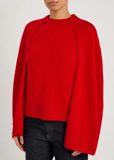 Totême Cashmere Crew Neck Knit Jumper Long Sleeves In Red