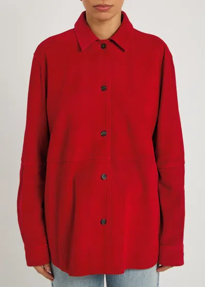 Totême Womens Poppy Soft Long-sleeves Suede Overshirt In Red