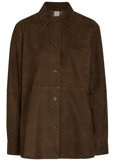 Totême Womens Bark Soft Long-sleeves Suede Overshirt In Multi