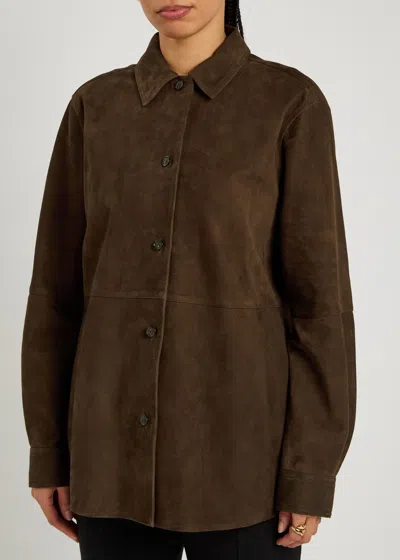 Totême Womens Bark Soft Long-sleeves Suede Overshirt In Multi