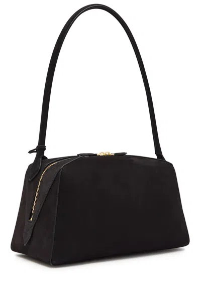 Alaïa Le Bouledogue Bowling Shoulder Bag In Nubuck Leather In Black