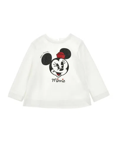 Monnalisa Kids'  Appliqués Minnie T-shirt In White