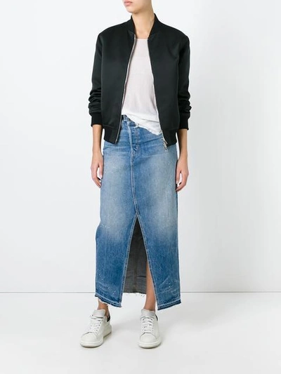 Shop Helmut Lang Front Slit Denim Skirt