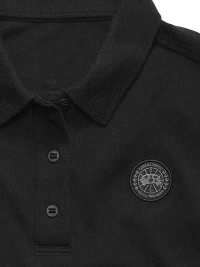 Canada Goose Classic Polo Collar Short Sleeve Top With Tonal Badge In Black
