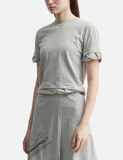 Pushbutton Twisted Fitted Top In Gray