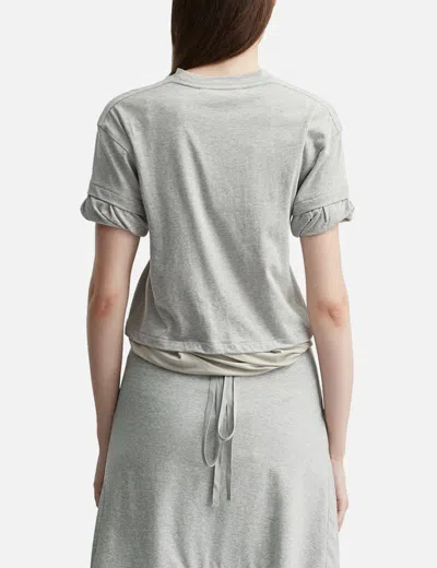 Pushbutton Twisted Fitted Top In Gray