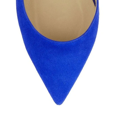 Shop Jimmy Choo Vanessa Flat Cobalt Suede And Nappa Pointy Toe Flats In Cobalt/cobalt