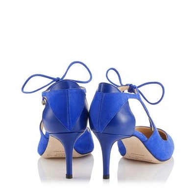 Shop Jimmy Choo Vanessa 65 Cobalt Suede And Nappa Pointy Toe Pumps In Cobalt/cobalt