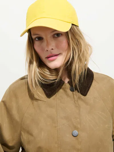 Alex Mill Chiltern Corduroy Trim Waxed Cotton Crop Jacket In Brown