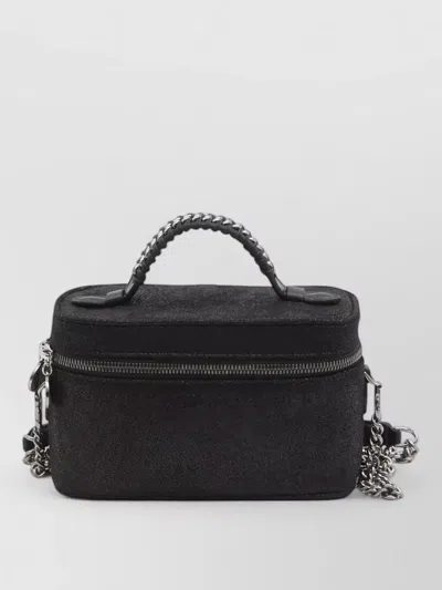 Stella Mccartney Womens Black Falabella Shaggy Woven Vanity Case In Black