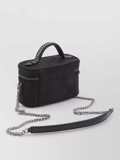 Stella Mccartney Womens Black Falabella Shaggy Woven Vanity Case In Black