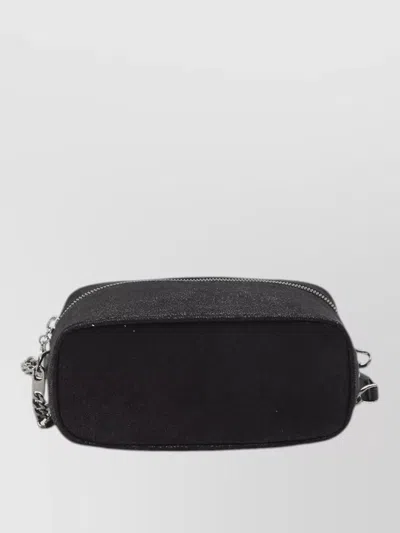 Stella Mccartney Womens Black Falabella Shaggy Woven Vanity Case In Black